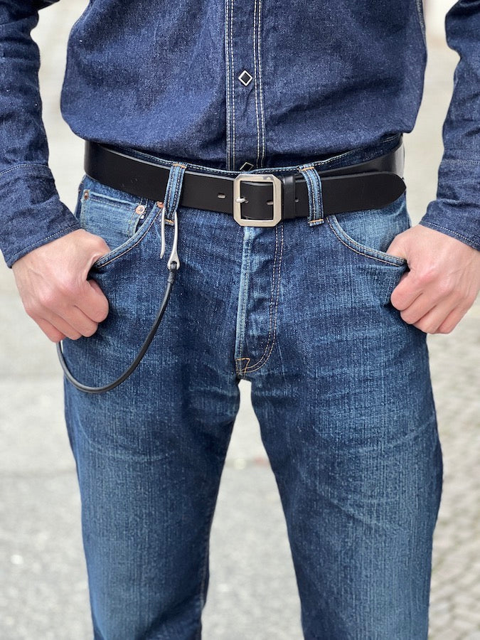 6mm Saddle Leather - Fish Hook - Wallet Rope - Black