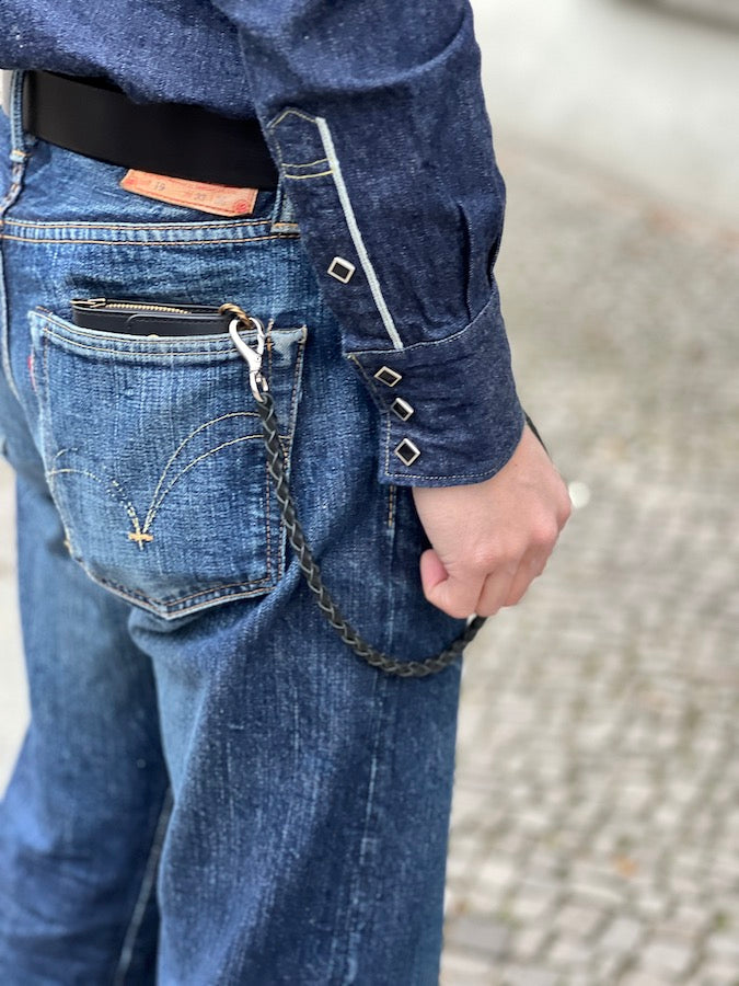 4 Strand Round Braid - Fish Hook - Woven Wallet Rope - Black