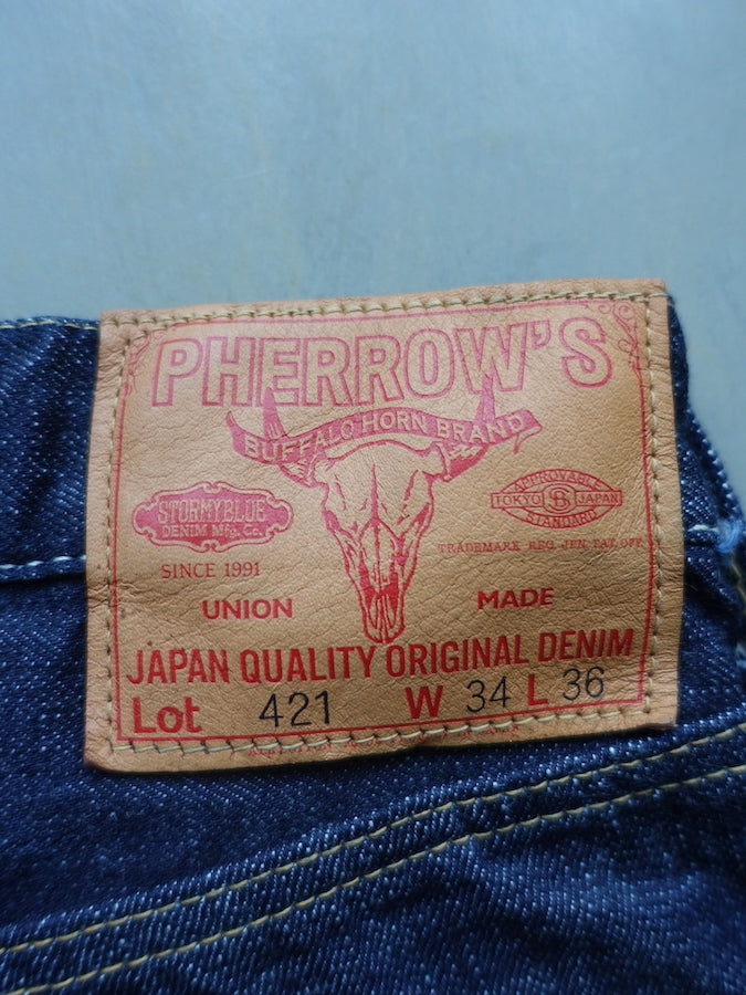 Pherrow's 421SW Jeans - 13.75oz "Yellow & White" Selvedge Denim - Mid Rise - Regular Straight