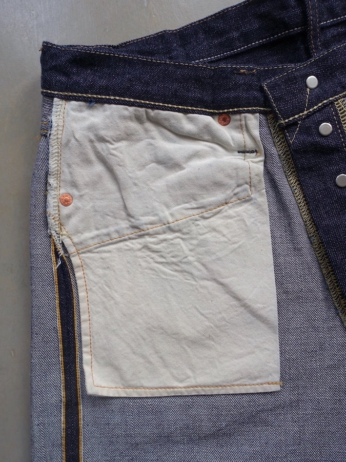 Pherrow's 521SW Jeans - 13.5oz "Yellow & White" Selvedge Denim with vintage details - High Rise - Regular Straight