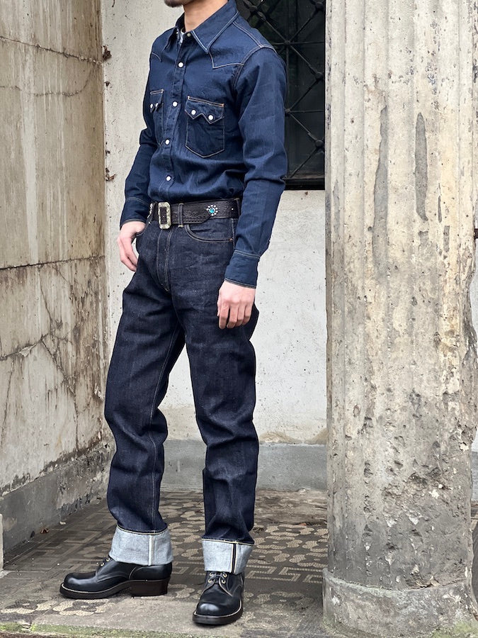 Pherrow's 521SW Jeans - 13.5oz "Yellow & White" Selvedge Denim with vintage details - High Rise - Regular Straight