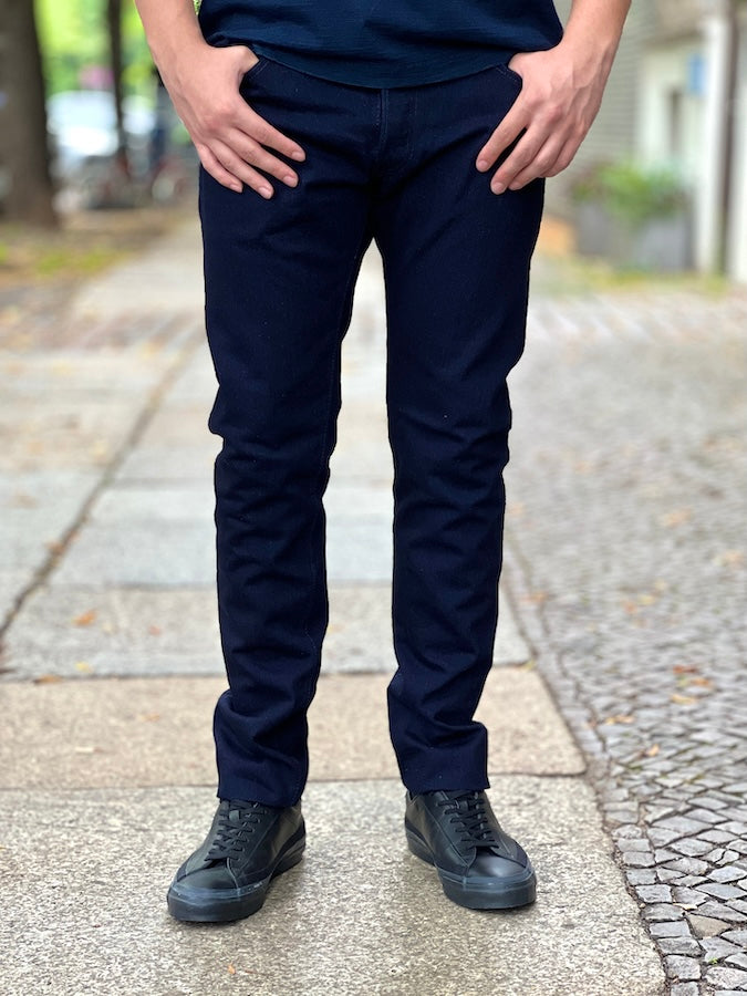 Pure Blue Japan - XX-013-IDBK  - 14oz Indigo x Black Denim - Slim Tapered - One Washed