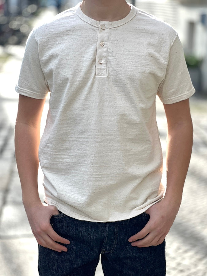 SJST-SC02 - Henley T-Shirt  "SAMURAI COTTON PROJECT" - Produced with Samurai's own cotton - NATURAL