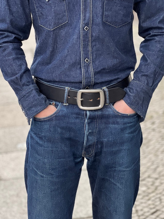 W001 - Super Heavyweight - Curved Leather Belt - Black - The strongest belt you can get !