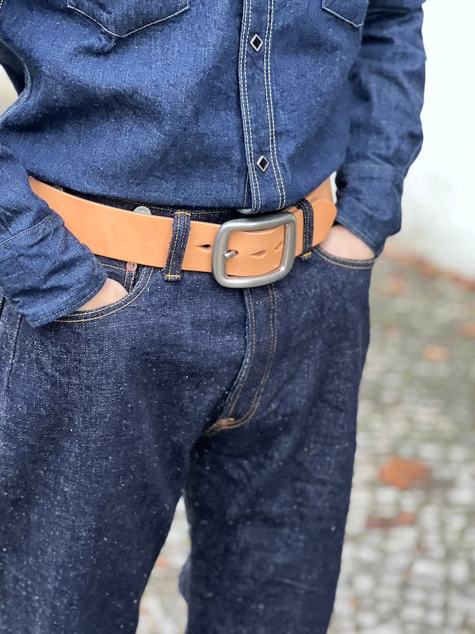 W001 - Super Heavyweight  - Curved Leather Belt - Tan - The strongest belt you can get !