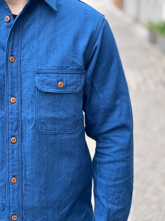 SSS25-AHBW - "ASAGI"  Natural Indigo Work Shirt