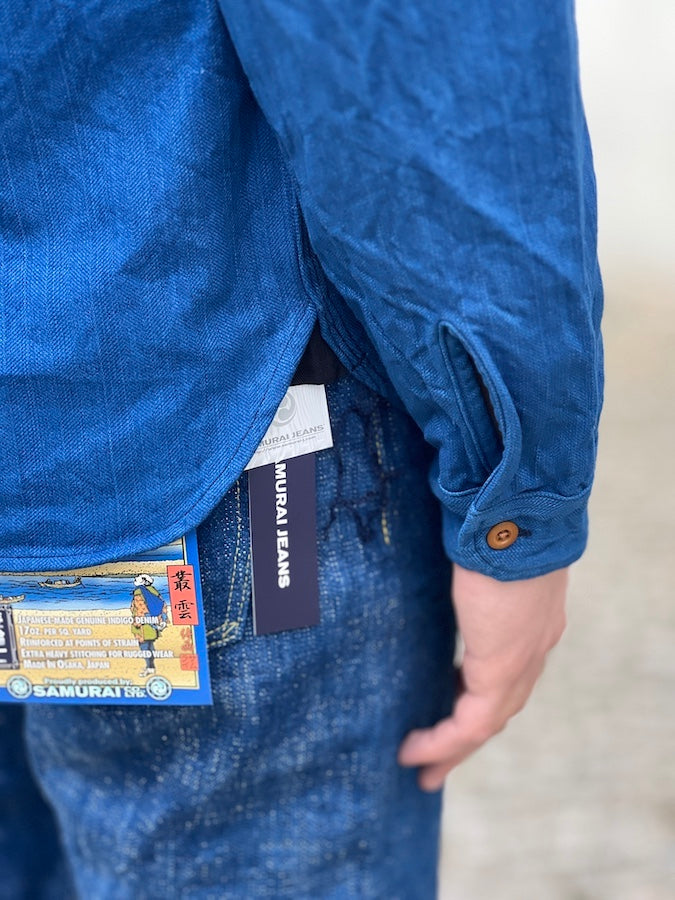 SSS25-AHBW - "ASAGI"  Natural Indigo Work Shirt