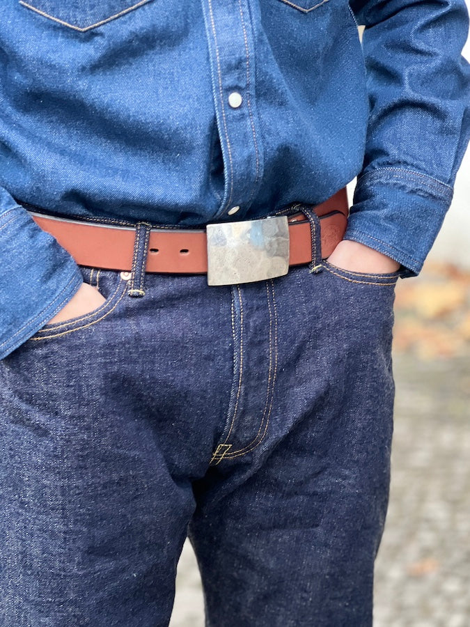 Studio D'Artisan - B-83 - Handmade Flat Buckle - Cow Leather Belt - Brown