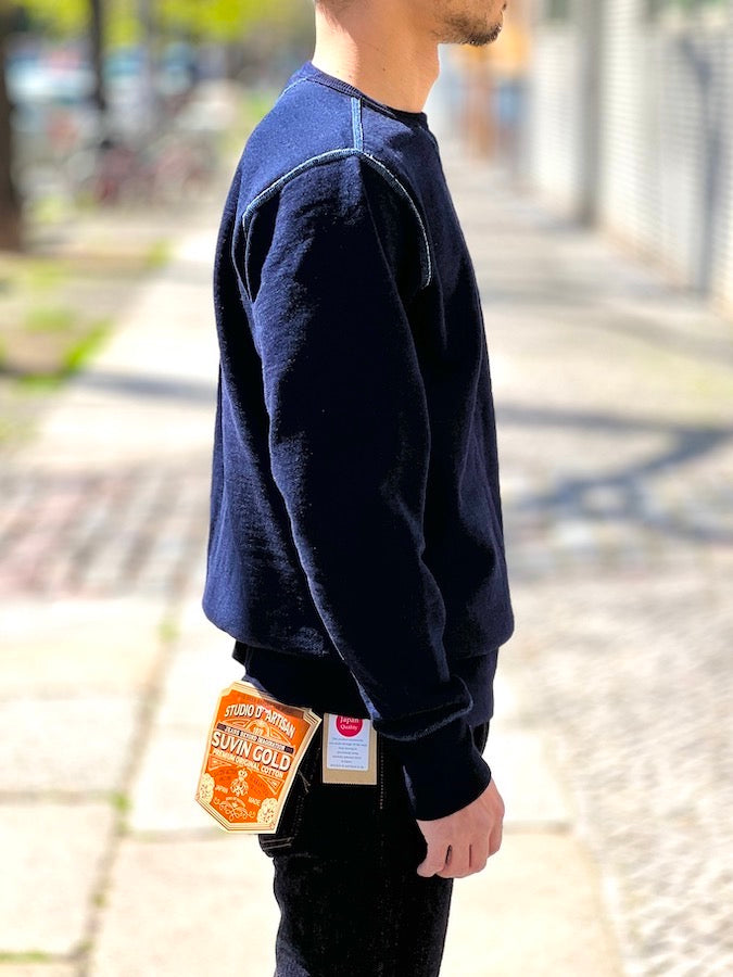 Studio D'Artisan - 8089 - INDIGO ROPE DYED - Crewneck Sweatshirt - V-neck construction