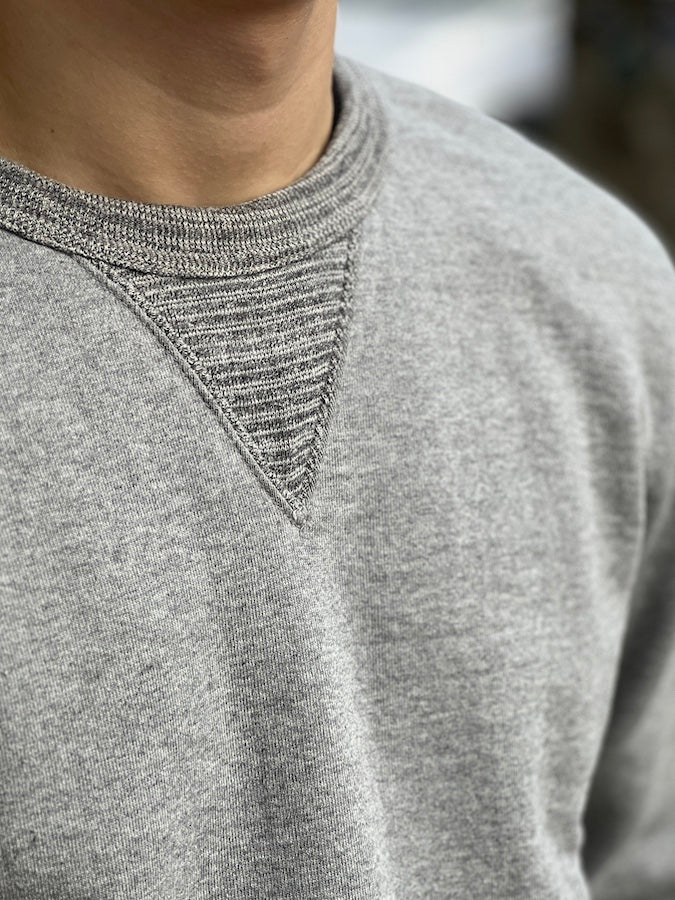 DELUXEWARE - Loopwheeled Sweatshirt - S100-00 [BLACK MIX] - The fabric is produced in Wakayama and sewn on vintage UNION SPECIAL-Flat Seamer machines - PAT A