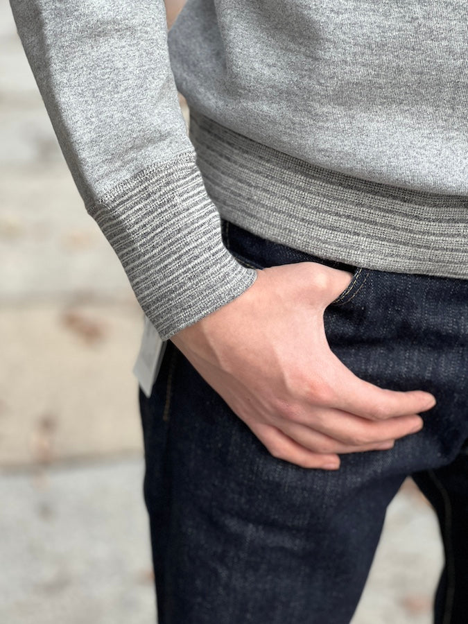 DELUXEWARE - Loopwheeled Sweatshirt - S100-00 [BLACK MIX] - The fabric is produced in Wakayama and sewn on vintage UNION SPECIAL-Flat Seamer machines - PAT A