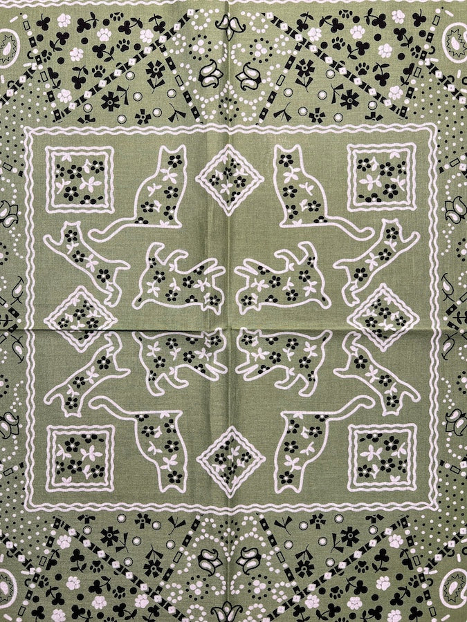 TCB - Two Cats Bandana - Green