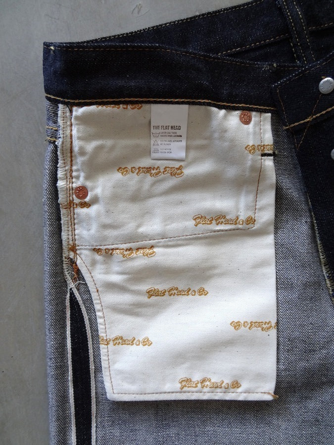 ** NEW ** THE FLAT HEAD - FN-3009 - DOSHABURI FADE Bandana - Regular Tapered - 14.5oz Selvedge Denim - U.S. Texas Cotton - One Washed