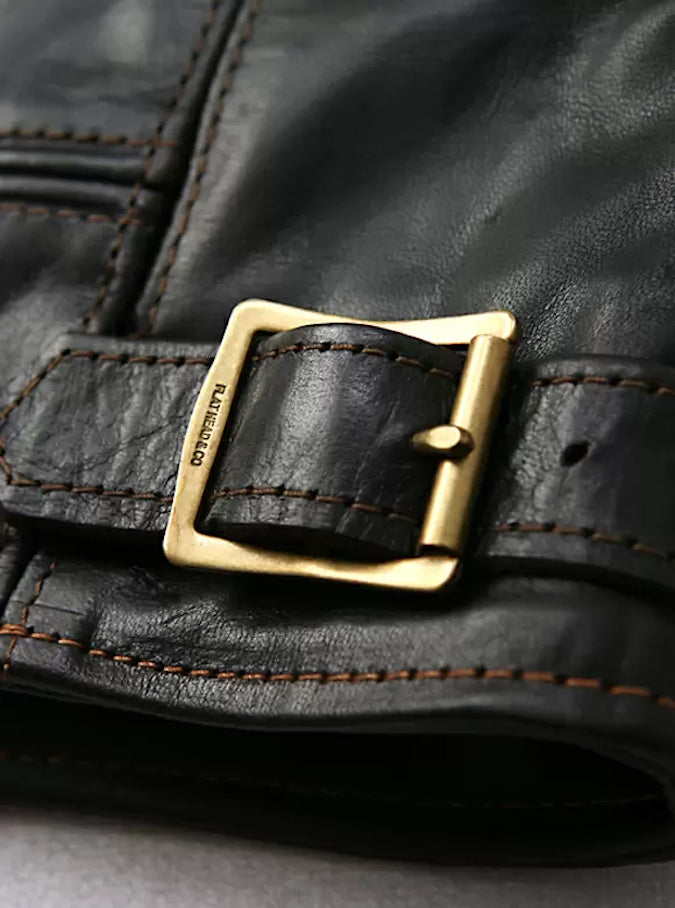 FN-LJ-HS001 - Horsehide - Shinki Hikaku Co. Leather - Single Rider's Jacket - Black