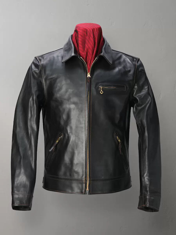 FN-LJ-HS001 - Horsehide - Shinki Hikaku Co. Leather - Single Rider's Jacket - Black