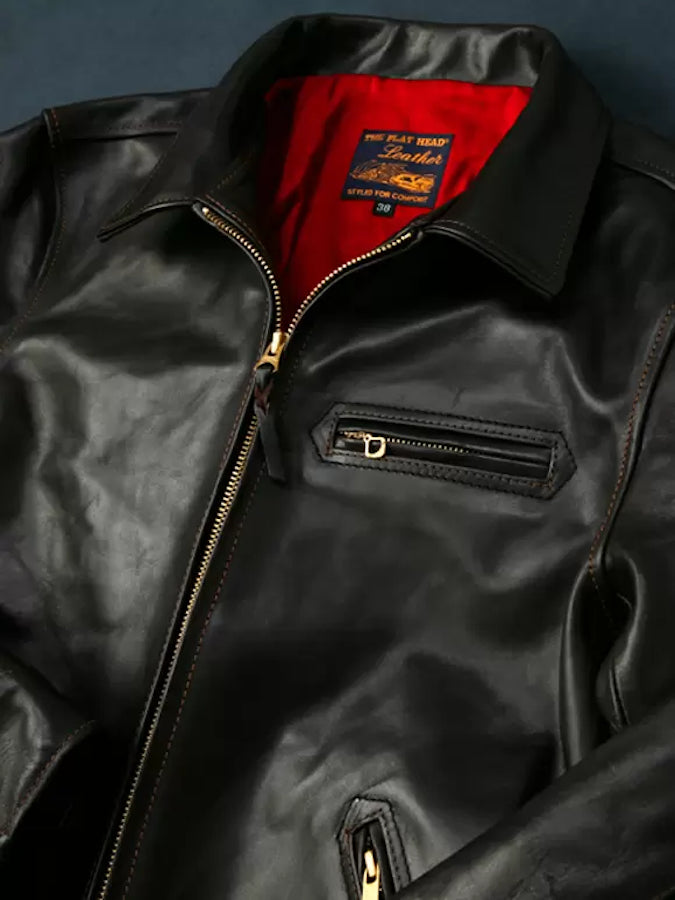 FN-LJ-HS001 - Horsehide - Shinki Hikaku Co. Leather - Single Rider's Jacket - Black