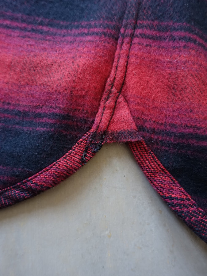 THE FLAT HEAD - Workwear - Ombre Heavy Flannel Shirt - Red/Black