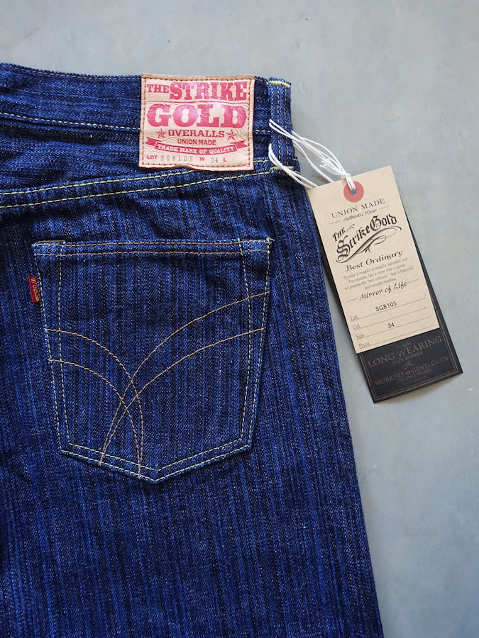 The Strike Gold SG8105【SHOWER SLUBBY】Series - 16oz Horizontal Super Slub Selvedge Denim - Right Hand Twill - STYLISH STRAIGHT