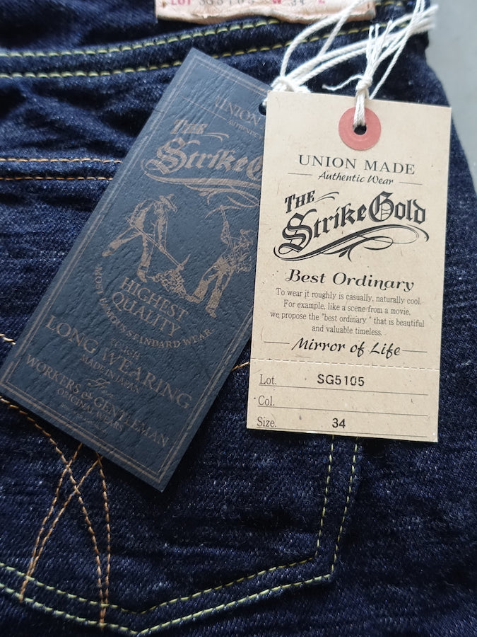 The Strike Gold SG5105【CLASSIC】Series - 15oz Slub Selvedge Denim - Right Hand Twill - Gray Weft - STYLISH STRAIGHT