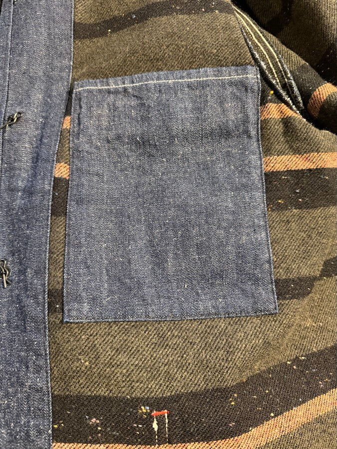 TROPHY CLOTHING - Wool Lined "STORM COAT" 11oz Selvedge Denim - Indigo