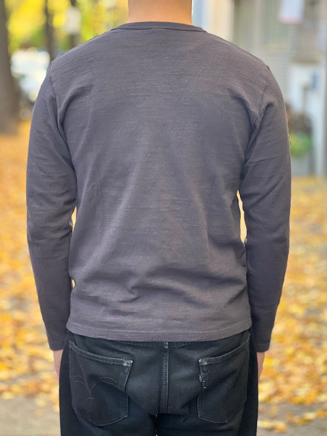 NO.8 SLUB NEP LONG SLEEVE T-SHIRT - Black
