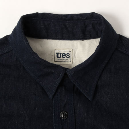 UES - Indigo Medical Shirt - Cat Eye Buttons - Denim 501957