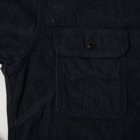 UES - Indigo Medical Shirt - Cat Eye Buttons - Denim 501957