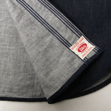 UES - Indigo Medical Shirt - Cat Eye Buttons - Denim 501957