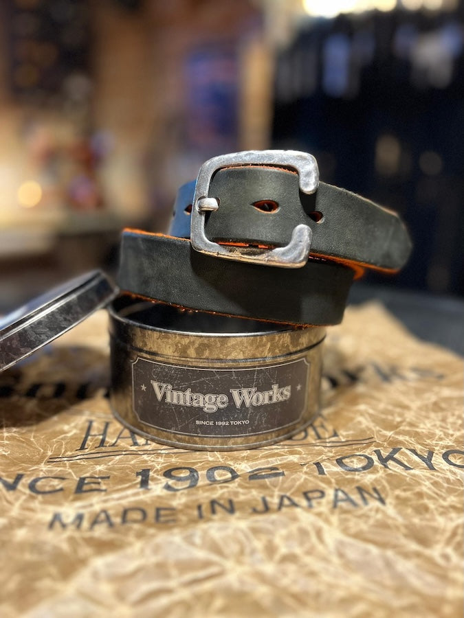 DH5536 AGサイズ35 CHASIN DH5536 CHASIN(茶芯) - Handmade Belt - Teacore Leather - Black