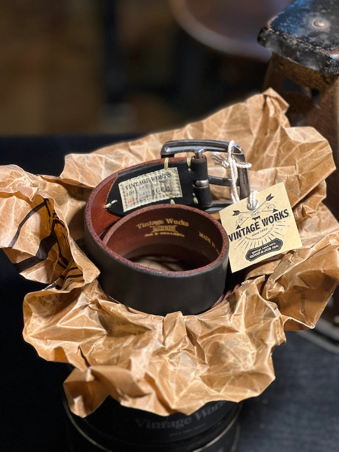 DH5536 AGサイズ35 CHASIN DH5536 CHASIN(茶芯) - Handmade Belt - Teacore Leather - Black