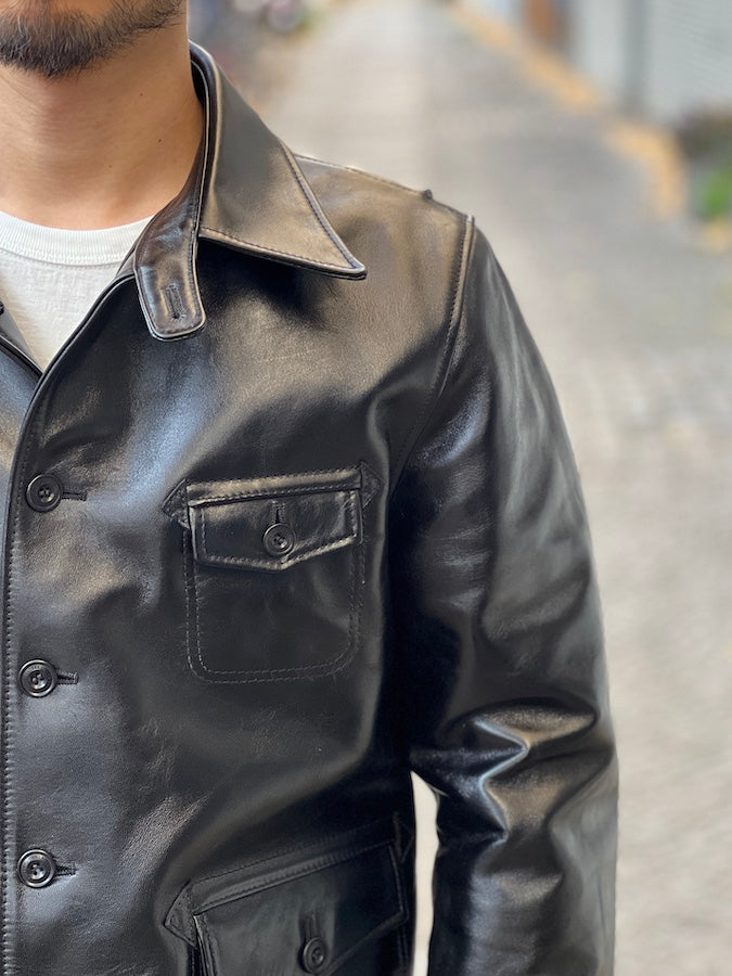 Y'2 LEATHER - LS-15 - ANILINE HORSE WORK JACKET - Black