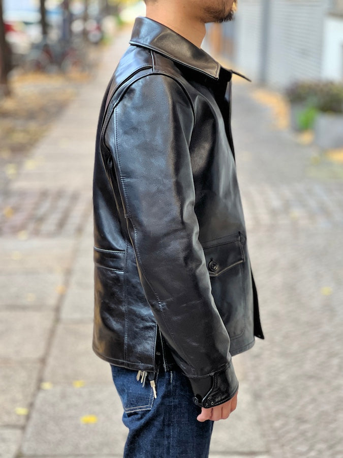 Y'2 LEATHER - LS-15 - ANILINE HORSE WORK JACKET - Black