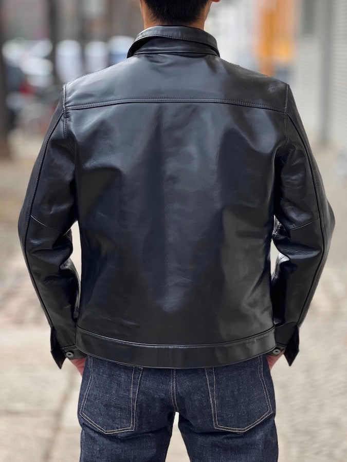 Y'2 LEATHER - LB-140 - ANILINE HORSEHIDE- 1st TYPE G ジャン Leather Jacket - Black