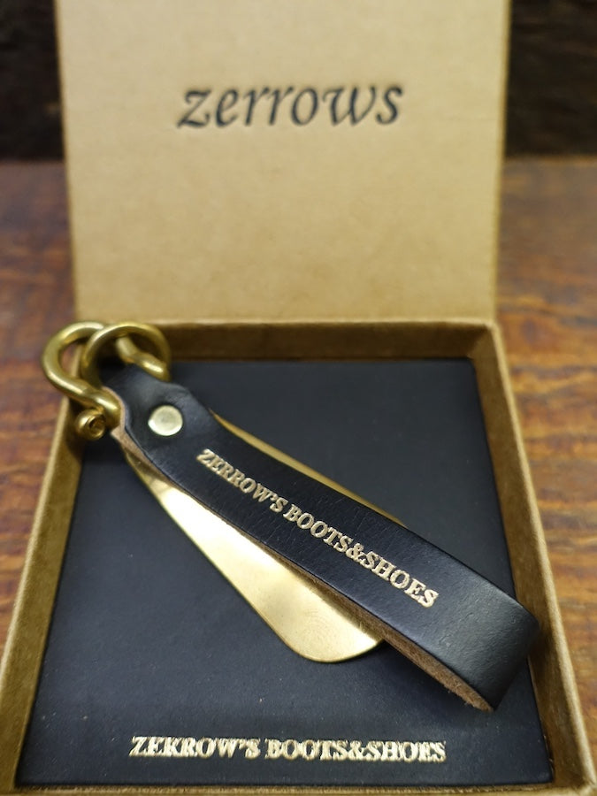 ZERROWS - BRASS SHOEHORN - Black Horween Latigo Leather