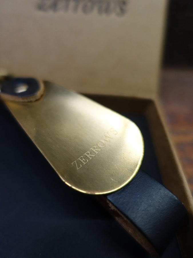 ZERROWS - BRASS SHOEHORN - Black Horween Latigo Leather