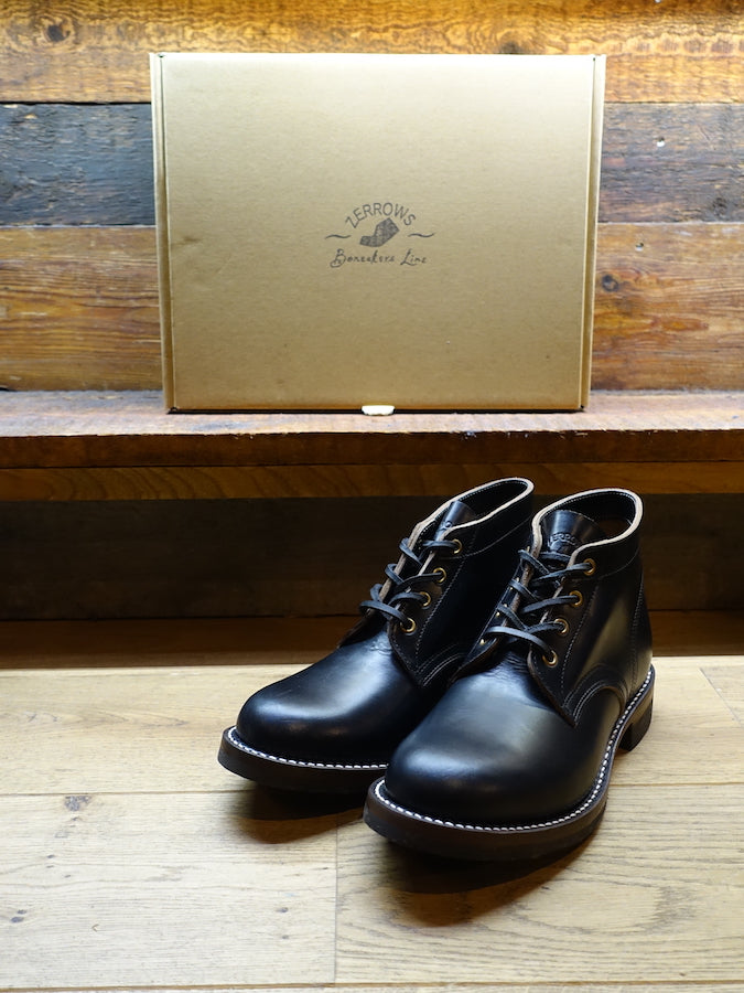 ZERROWS x DR.SOLE originals  * Limited Model * BONEAKERS LINE - SW4 Boots - Black HORWEEN CHROMEXCEL Leather - 4 inch Height