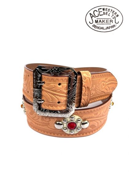 ACE WESTERN BELTS ★ Style No.180H with 50's Jewels ★ Handmade Vintage  Reproduction Studded Jeweled Cowboy Western Belt - Russet