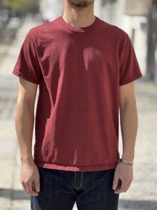 DELUXEWARE - DXT Series - 12.5oz Heavyweight Loopwheeled T-Shirt - Maroon Red - The fabric is produced in Wakayama - Sewn on vintage UNION SPECIAL 52800 machines