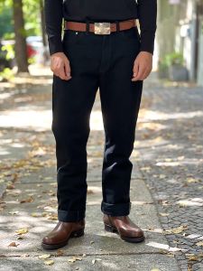 FREEWHEELERS & CO. - THE VANISHING WEST  "Lot 601 RB" - 1960s - 5 POCKET JEANS STRAIGHT FIT 1961 MODEL - Original 14oz Selvedge Rude Black Denim 
