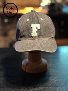 FULL COUNT - 6843HW-BK - " F " Vintage Wash - 6 Panel Black Denim 1950's Baseball Cap
