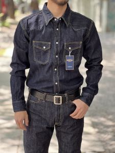 THE FLAT HEAD  - 10oz Selvedge Denim - Natural Mother of Pearl Snaps - Western Shirt