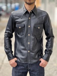 Y'2 LEATHER - Steer Oil Leather - WESTERN SHIRT - SS-013 - Black