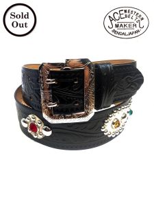 ACE WESTERN BELTS - Style No.180H with 50's Jewels - Handmade Vintage Reproduction Studded Jeweled Cowboy Western Belt