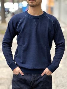Pure Blue Japan - 5400-ID - Men's Knitted Slub Yarn - Indigo Dyed  Sweatshirt