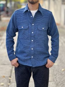 Samurai Jeans - SSS22-01W - "OVERSEAS SIZE" - Natural Indigo Dyed - DOBBY Work Shirt