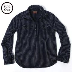 UES - 14.5oz Super Heavy Flannel Shirt - Selvedge - Indigo Striped - 501656